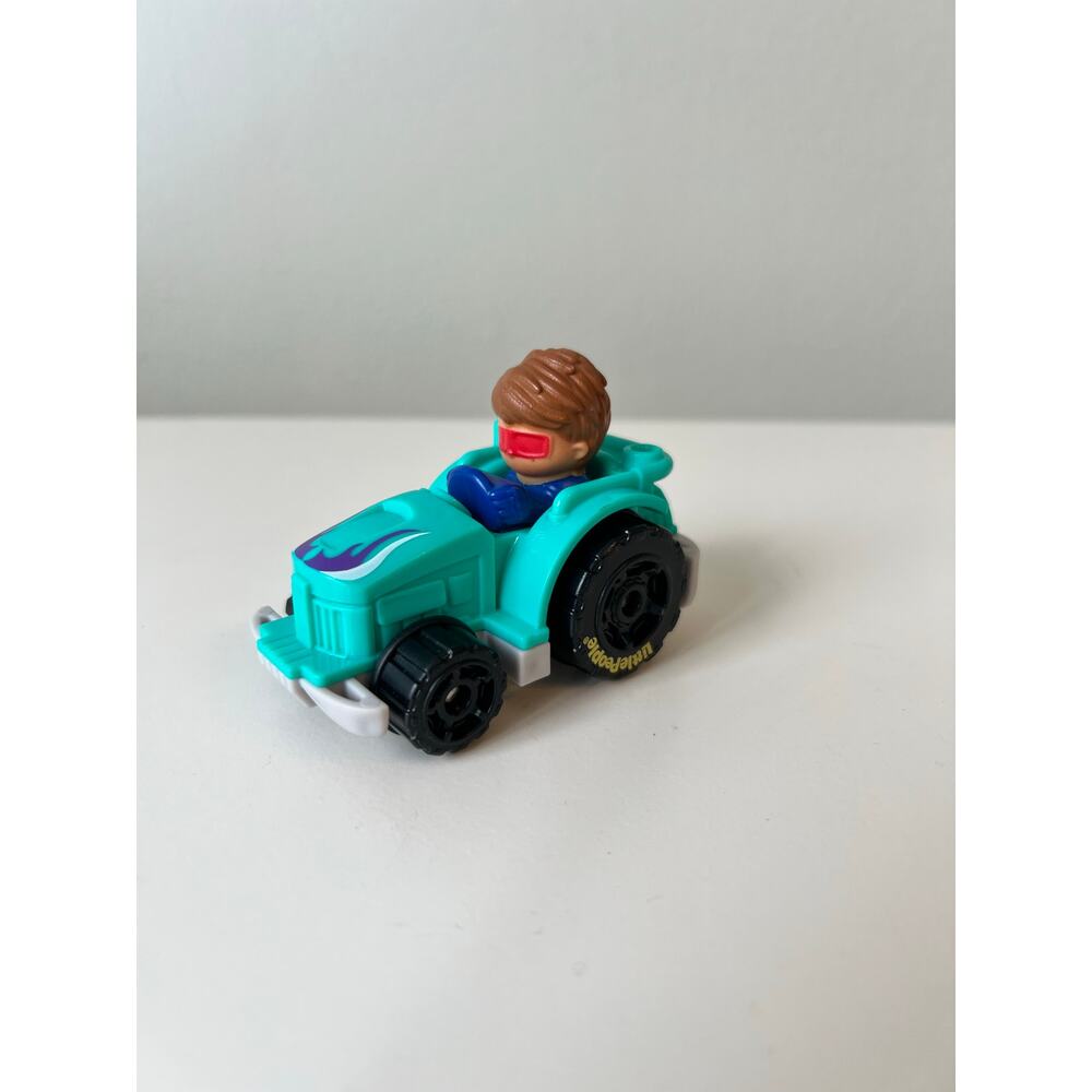 Fisher-Price Wheelies Blue Teal Roadster with Driver Figure Car Vehicle Mattel